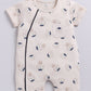 Hedgehog Happiness Baby Boy Summer Romper, Soft Cotton & Cute Print-BEIGE