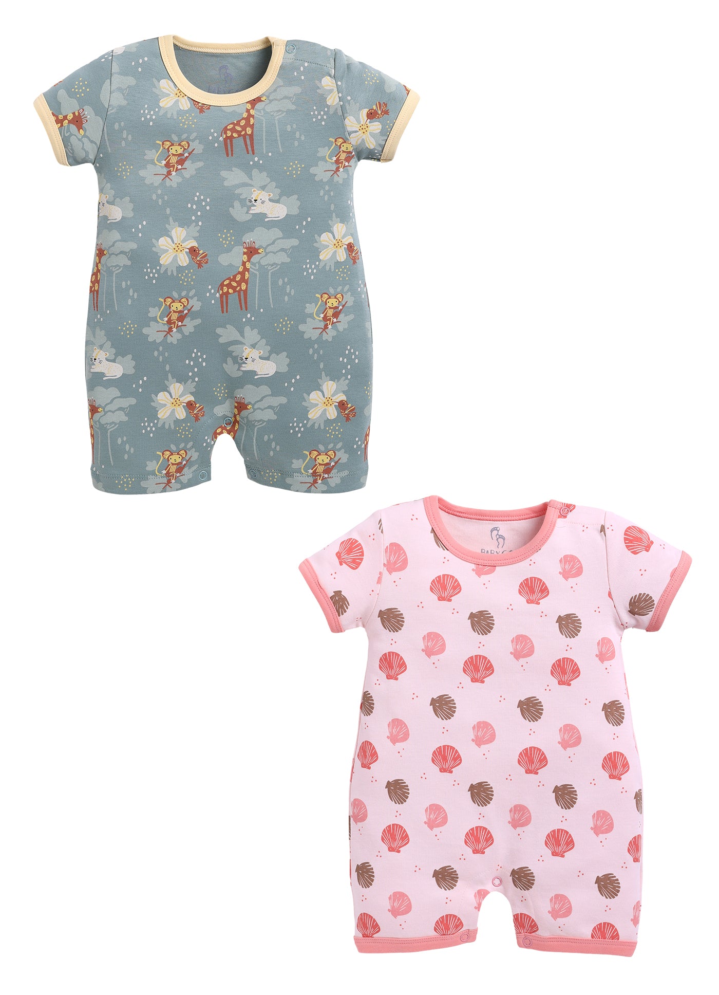 Half Sleeve Romper for Girls - Coral & Olive