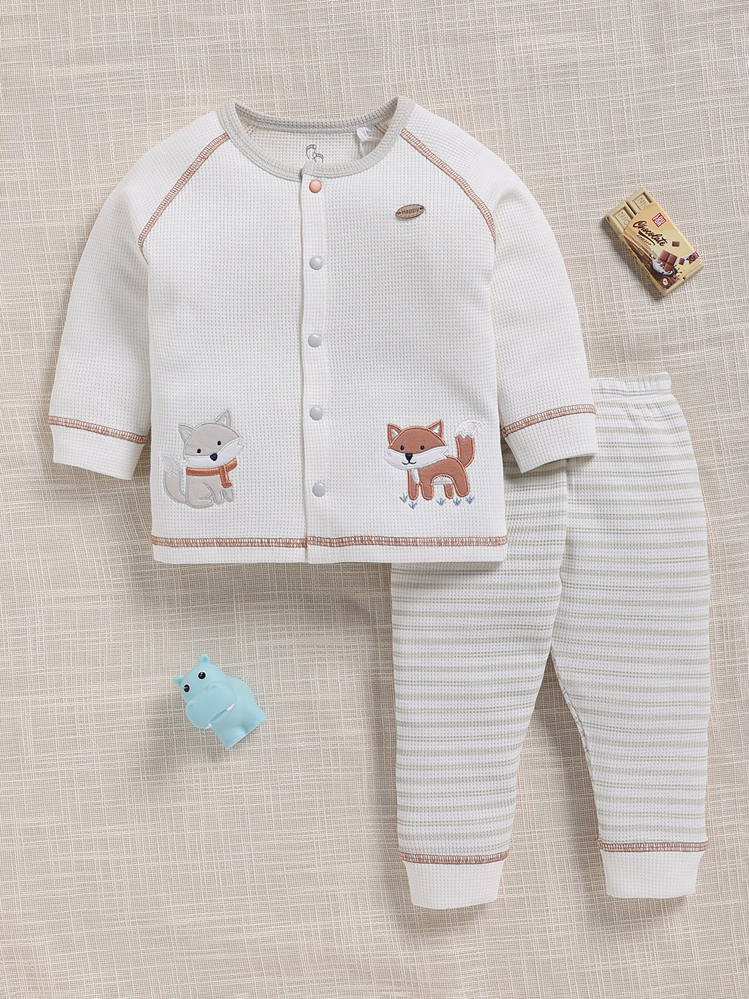 Top & Bottom for Boys - Off-White Woodland Fox