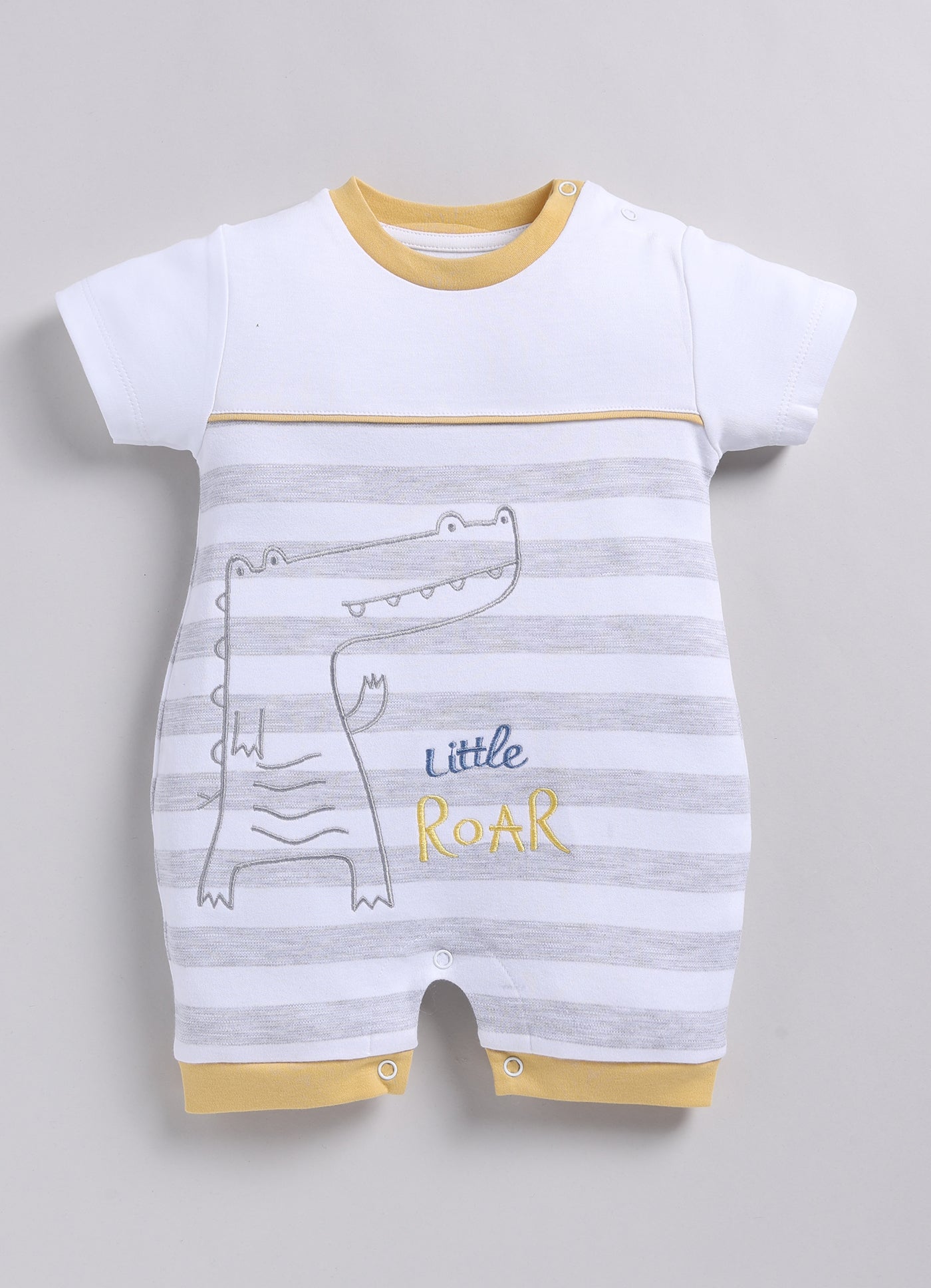 Little Roar Cute Crocodile Baby Boy Romper-White