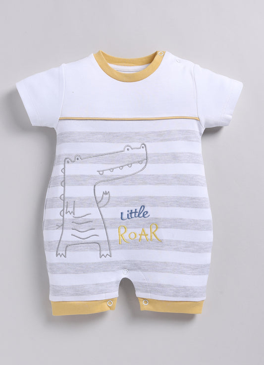 Little Roar Cute Crocodile Baby Boy Romper-White