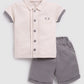 Baby Boy T shirt with Short set-Beige