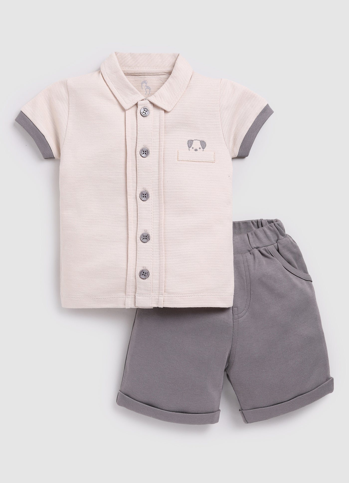 Baby Boy T shirt with Short set-Beige