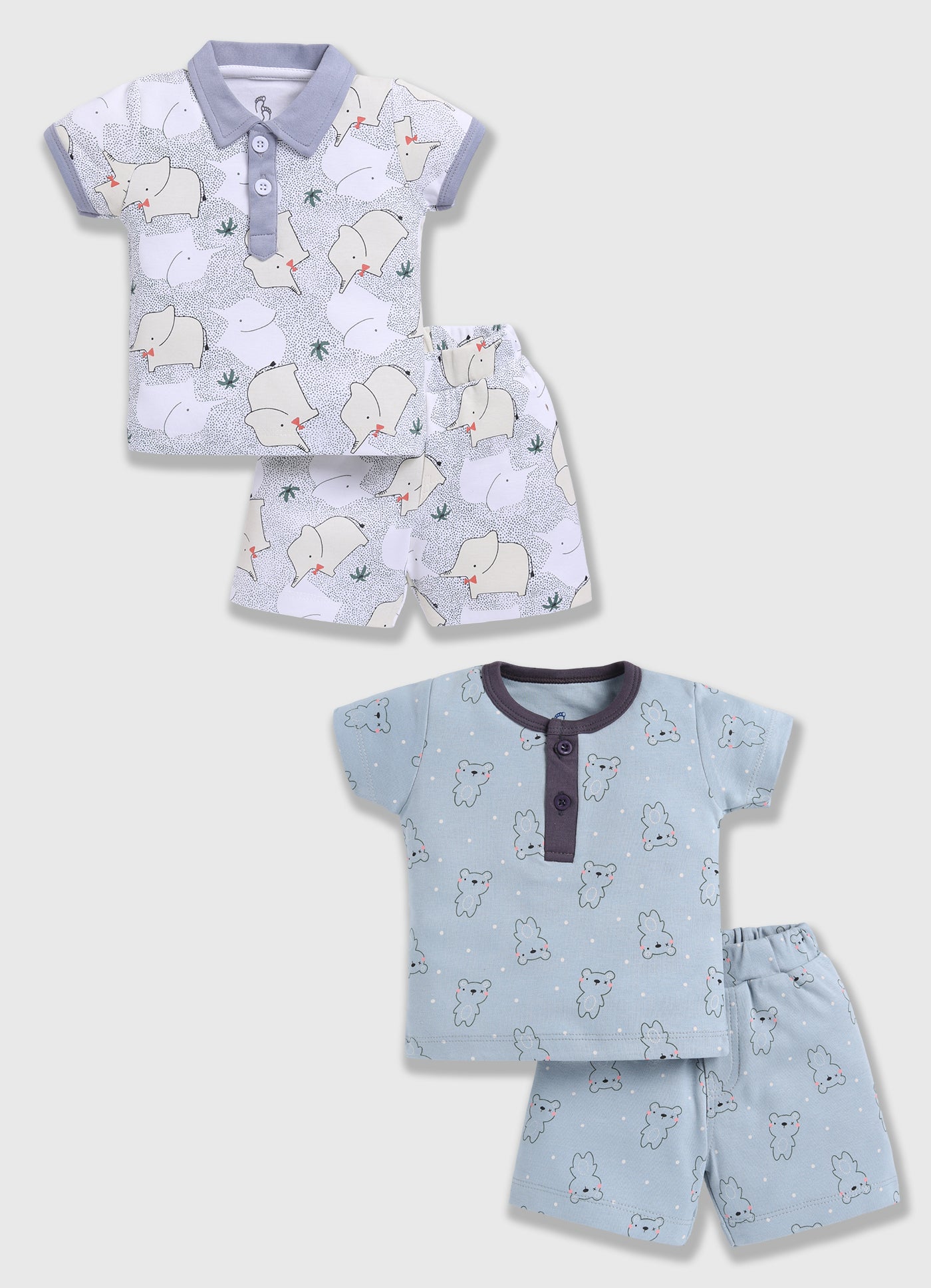 Half Sleeve Top & Bottom for Boys - Slate Grey & Light Green