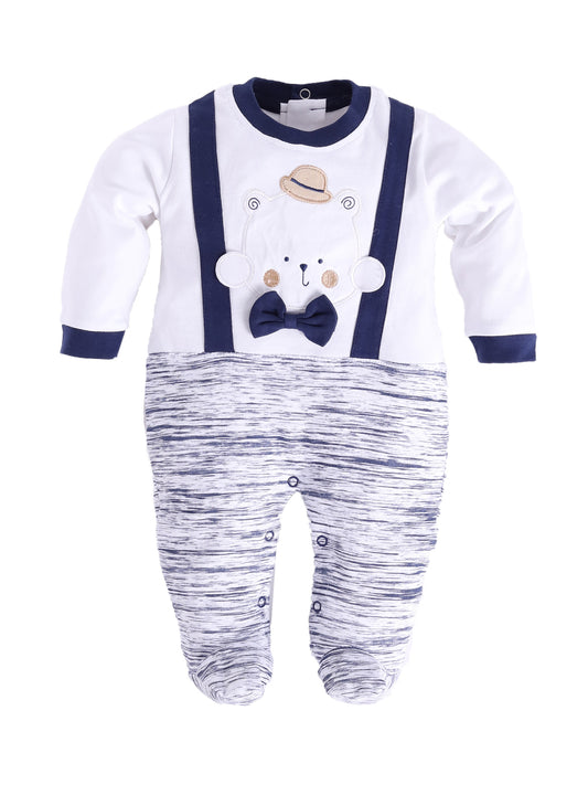 Designer Printed Full Sleeves Romper For Baby Boys NAVY