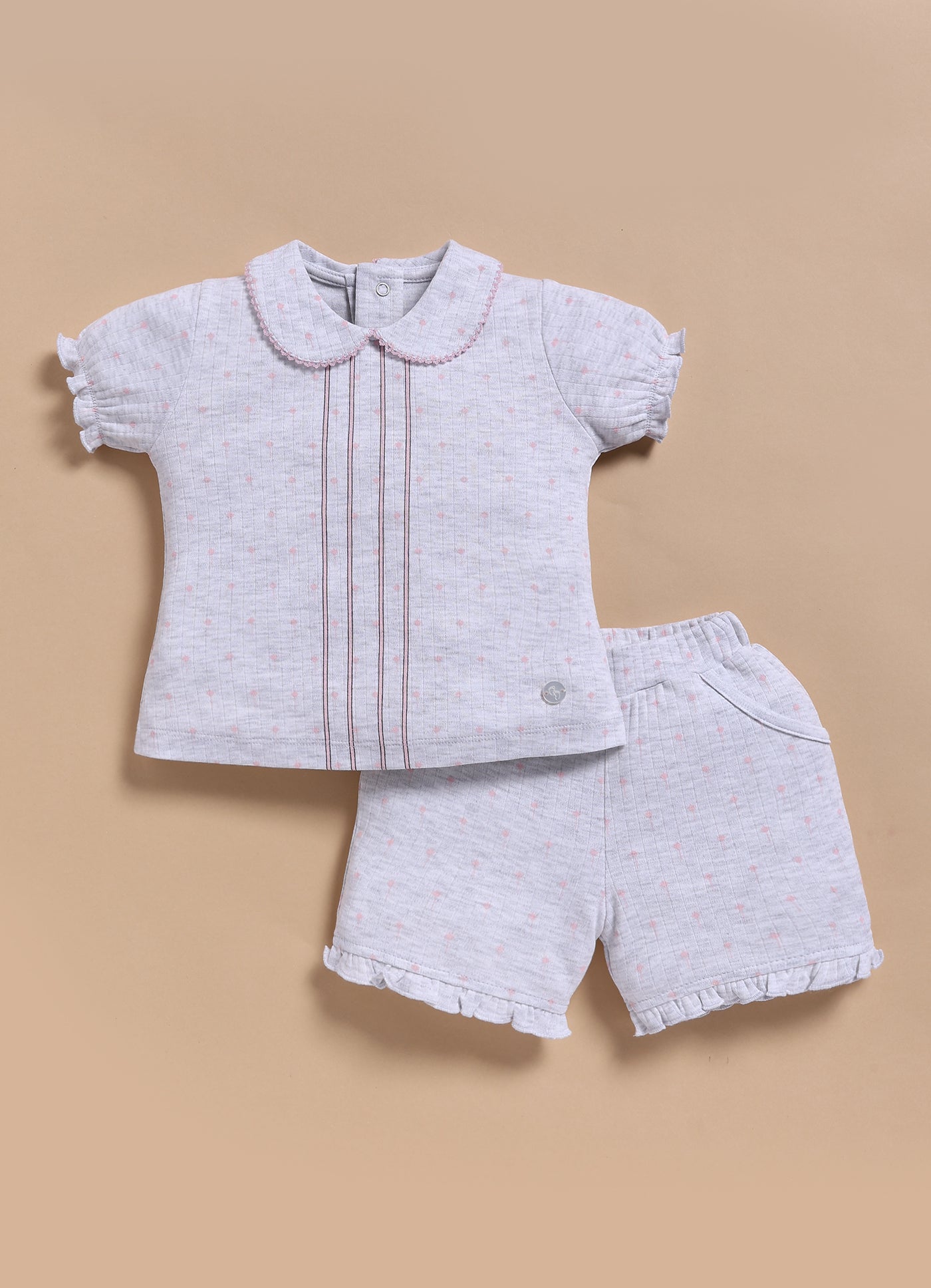 Half-Sleeve Top & Bottom For Girls - Melange Diamonds