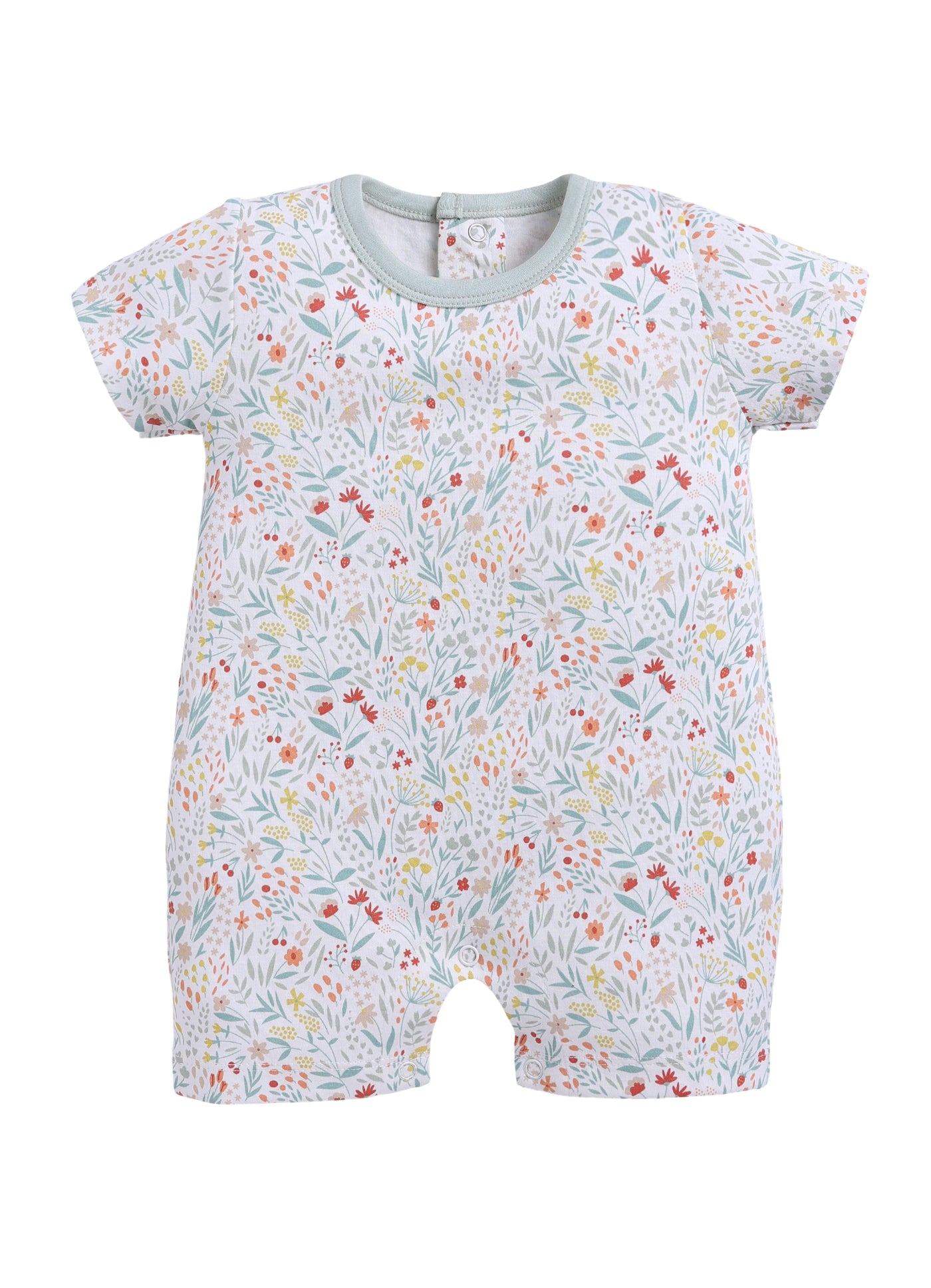 Half Sleeve Romper for Girls - Mint