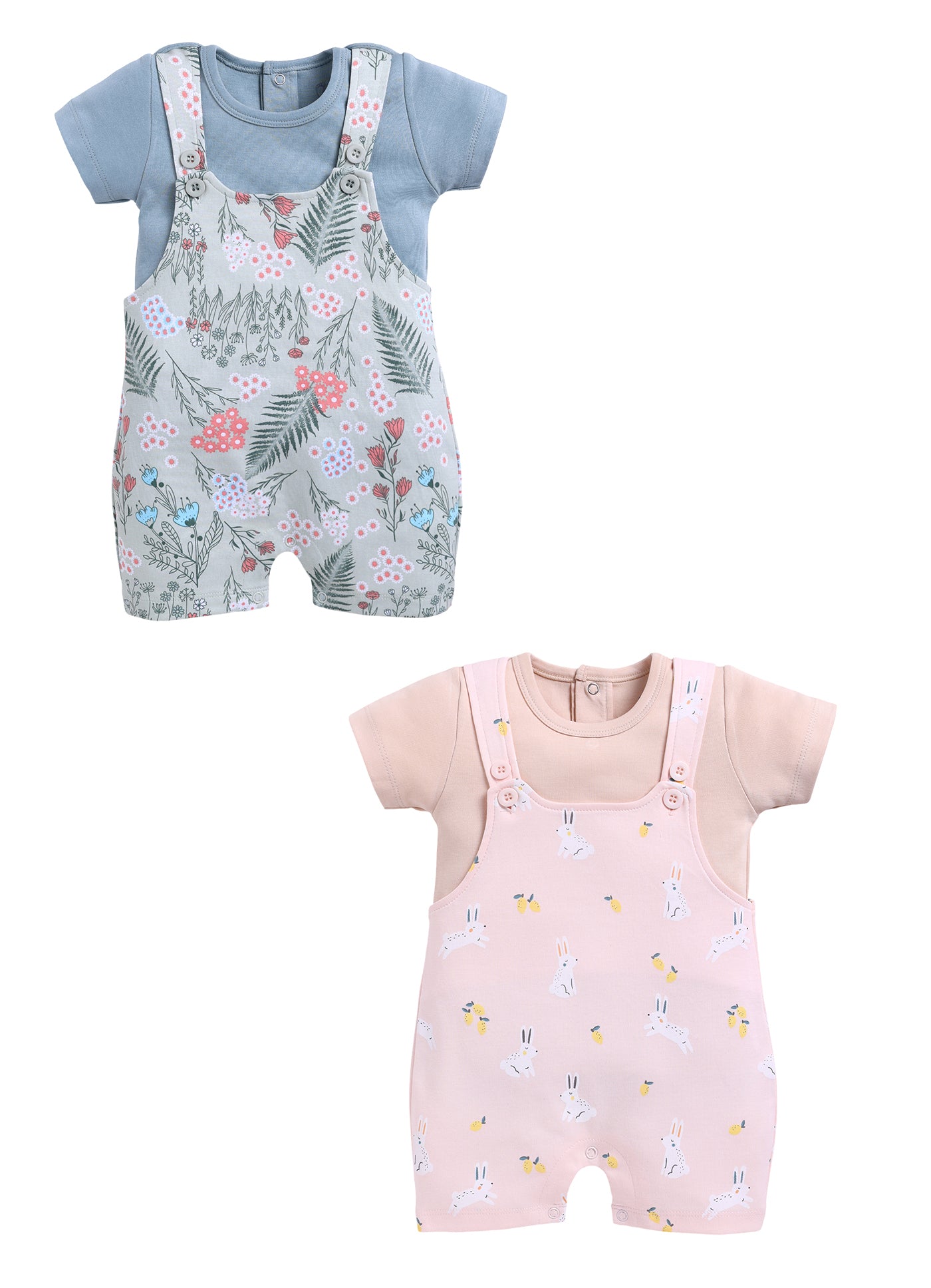Half Sleeve Dungaree for Girls - Sage & Rose