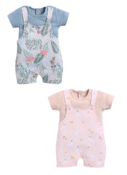 Half Sleeve Dungaree for Girls - Sage & Rose