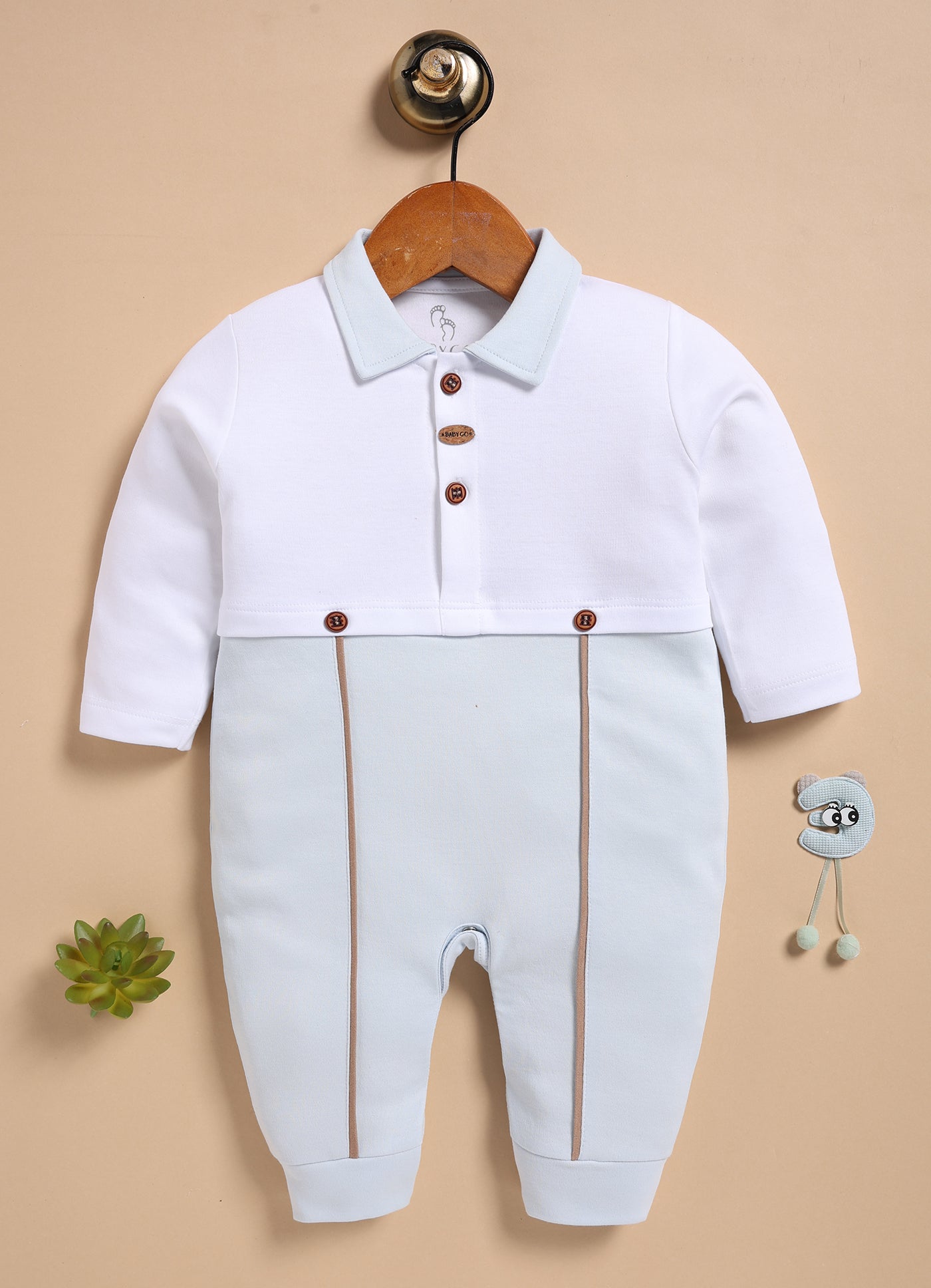 Full Sleeve Romper for Boys – Sky Blue Gentle Classic