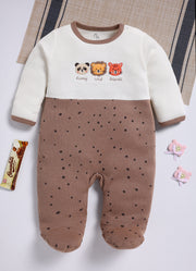 Full Sleeve Romper for Boys – Mocha Funny Wild Friends