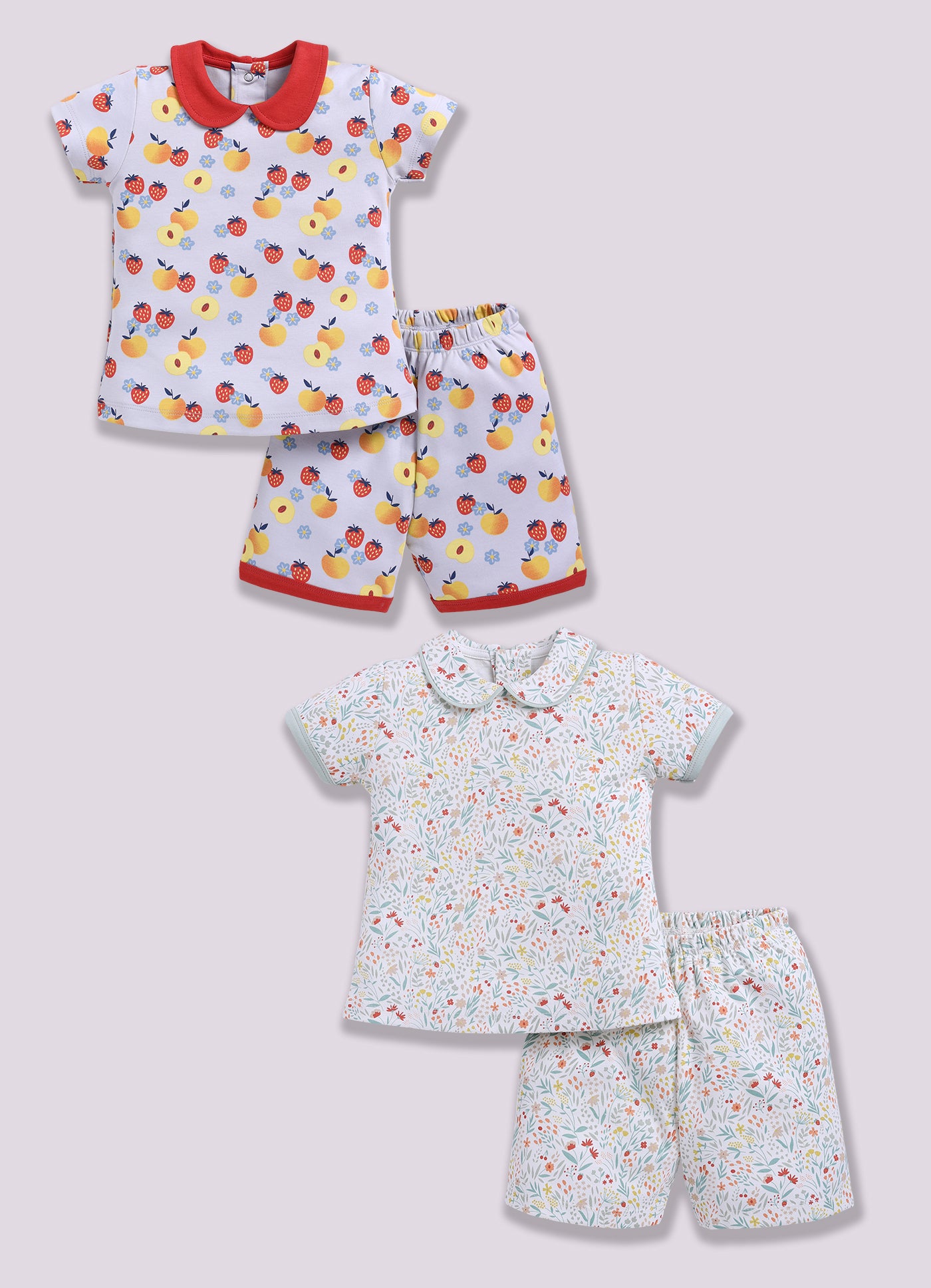Half-Sleeve Top & Bottom For Girls - Mint & Peach