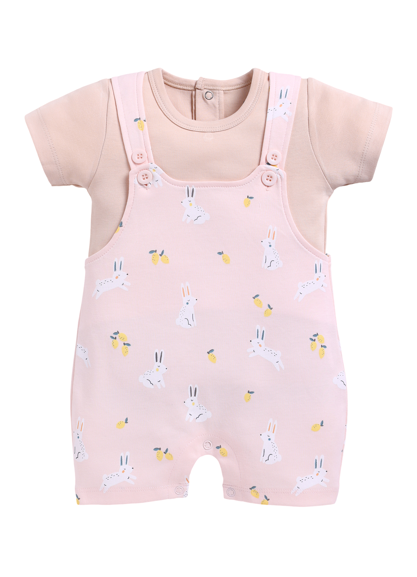 Half Sleeve Dungaree for Girls - Rose