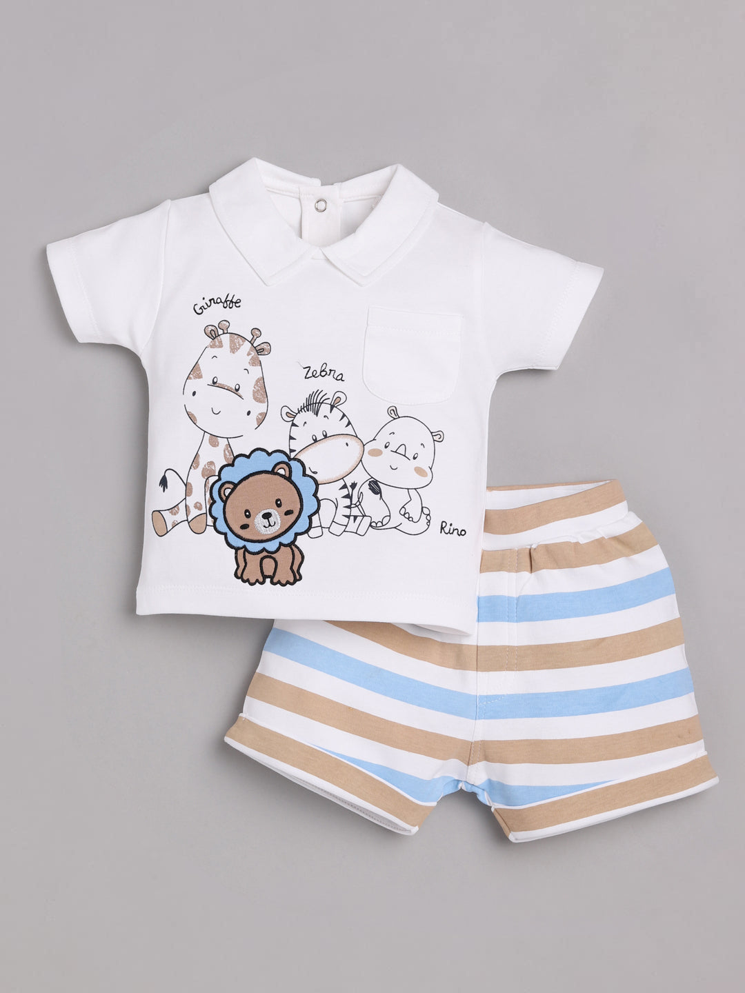 T-shirt and Shorts Set for Baby Boys 100% pure cotton-BEIGE