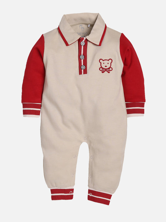 Full Sleeves Rompers/Bodysuit/Sleepsuit for Baby Boys - BEIGE
