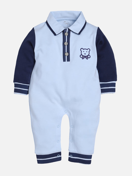 100% Pure Cotton Full Sleeves Rompers/Bodysuit/Sleepsuit for Baby Boys-SKY