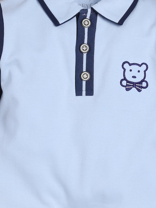 100% Pure Cotton Full Sleeves Rompers/Bodysuit/Sleepsuit for Baby Boys-SKY