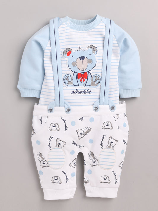 Full Sleeve Casual Cotton Dungaree Dress for Baby Boys SKY