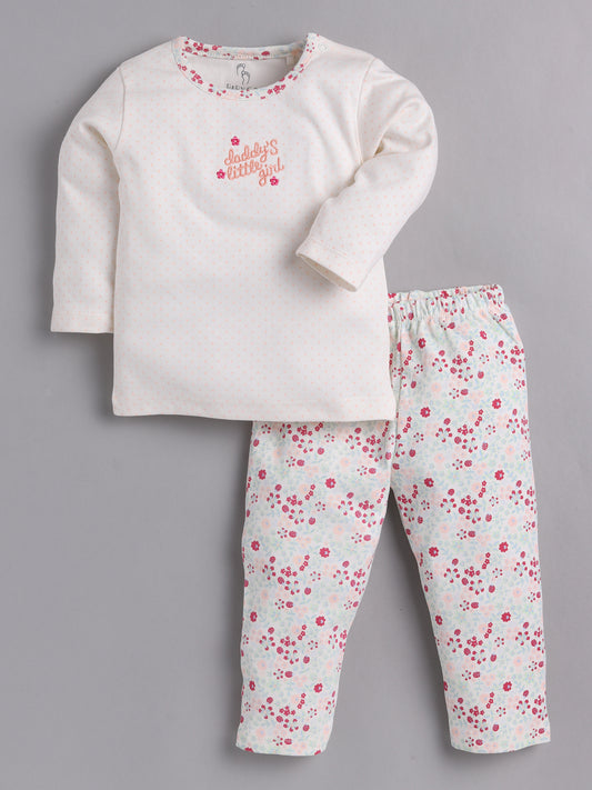 Baby full sleeve Cotton Dress/T-shirts pant set clothes for baby Girl Daddy's Little Girl PEACH