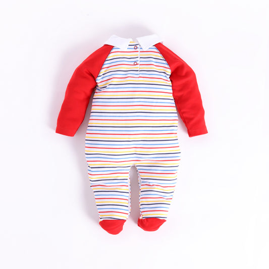 Full sleeve footed Romper For Baby Boy-RED
