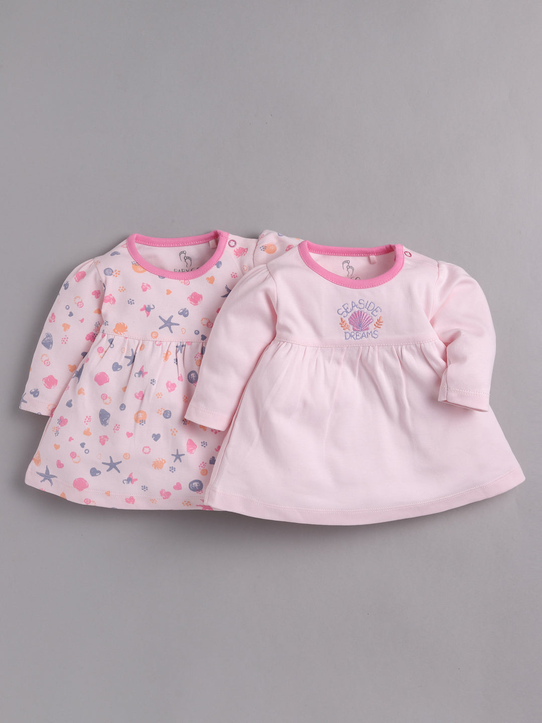 Mid/knee length baby girl frock for casual wear-PINK