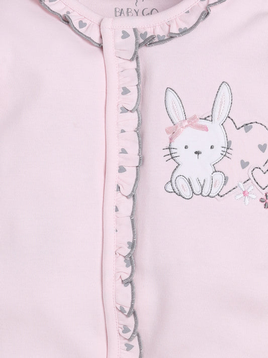 100% Pure Cotton Romper/Bodysuit/Sleepsuit for Baby Girls - PINK
