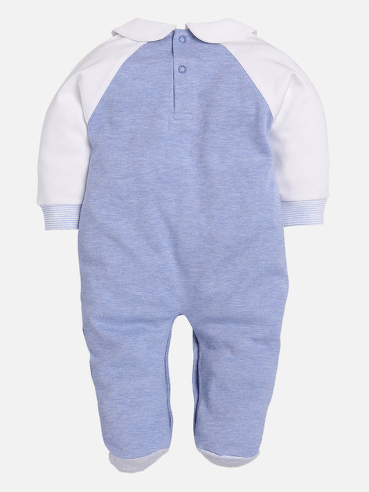 Designer Printed Full Sleeves Romper For Baby Boys ROYAL BLUE