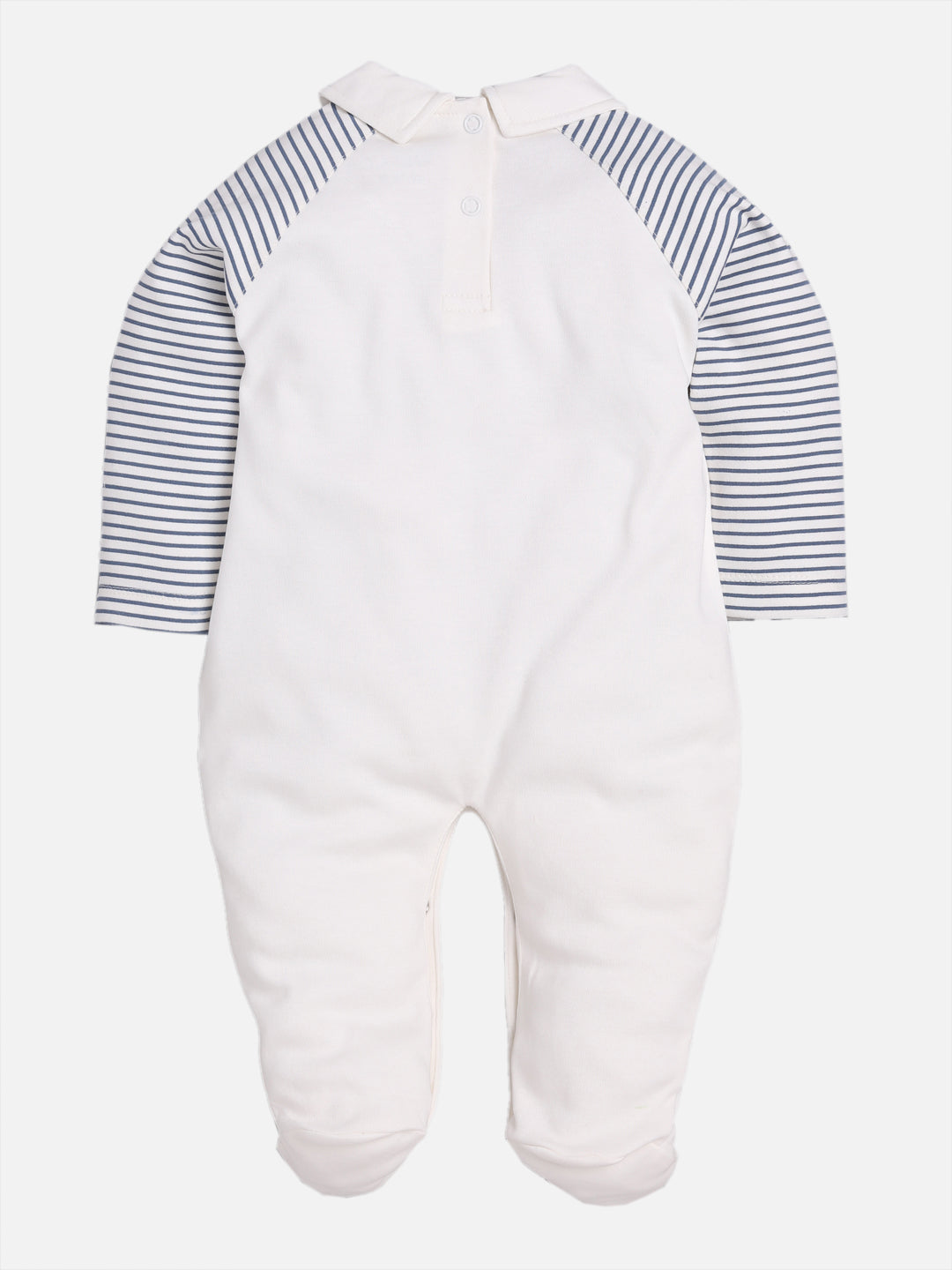 Printed footed romper for Baby Boy-NAVY