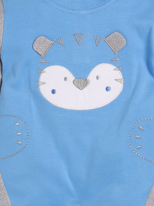 BABY GO 100% Pure Cotton Full Sleeves Rompers/Bodysuit/Sleepsuit for Baby Boys-BLUE