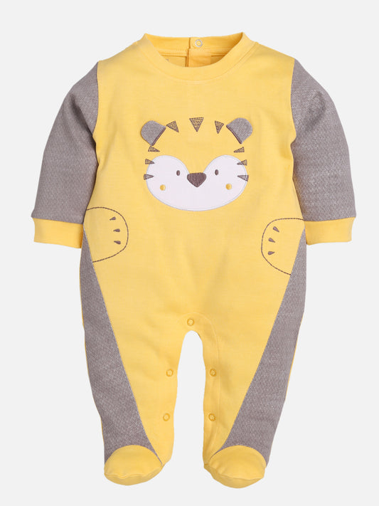 Full Sleeves Rompers/Bodysuit/Sleepsuit for Baby Boys-YELLOW