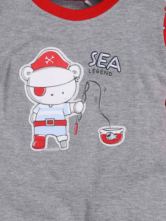 100% Pure Cotton Full Sleeves Rompers/Bodysuit/Sleepsuit for Baby Boys-RED