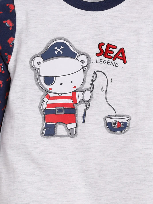 Full Sleeves Pirate Rompers/Bodysuit/Sleepsuit for Baby Boys-NAVY