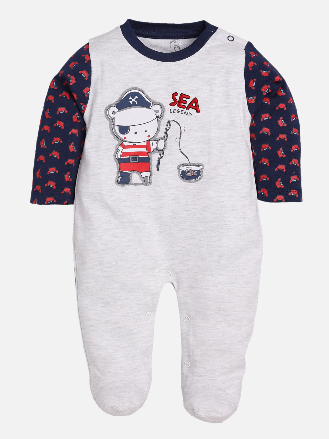 Full Sleeves Pirate Rompers/Bodysuit/Sleepsuit for Baby Boys-NAVY