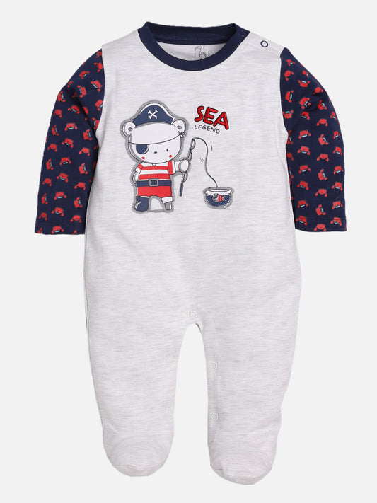 Full Sleeves Pirate Rompers/Bodysuit/Sleepsuit for Baby Boys-NAVY