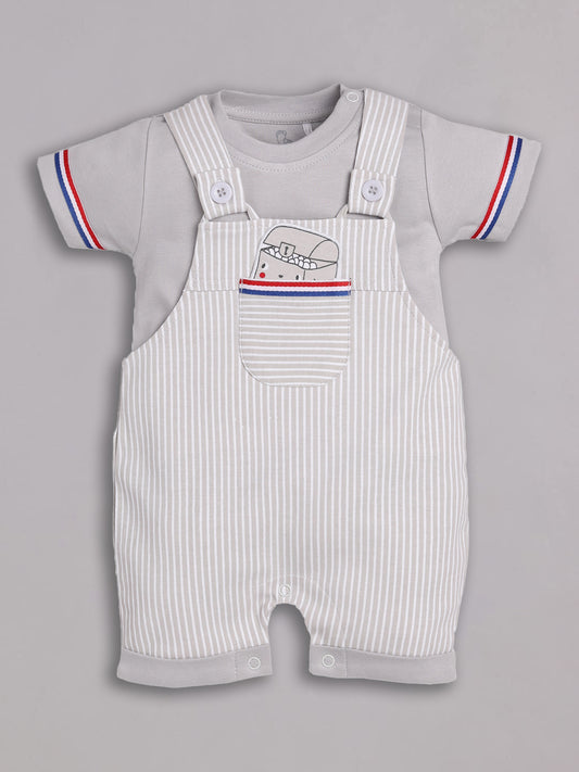 100% Pure Cotton Dungaree for Baby Boys-BEIGE