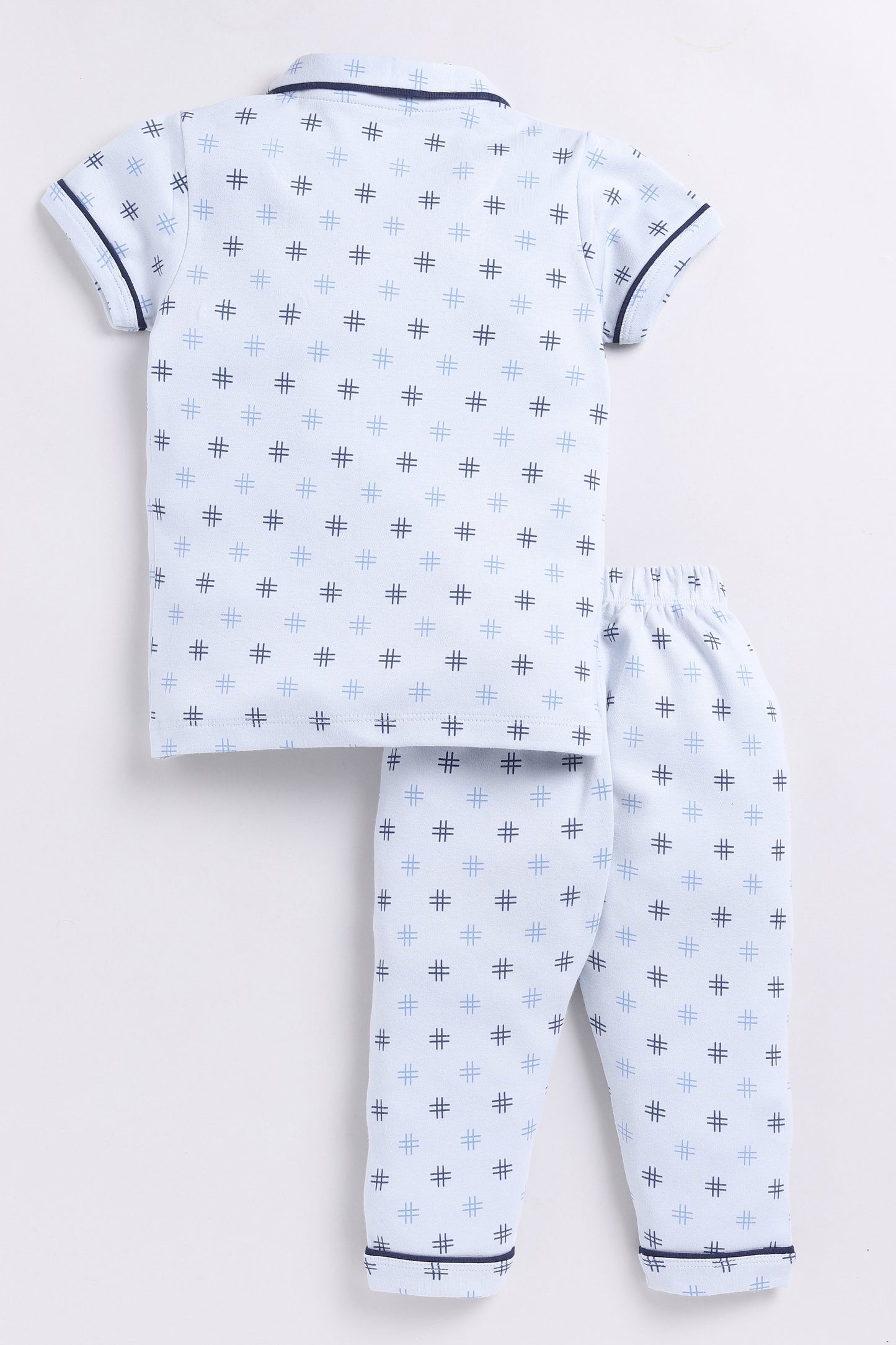 Printed Half Sleeves Baby Boy Night Suit-BLUE