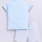Baby Boy Blue T Shirt & Striped Short-SKY BLUE