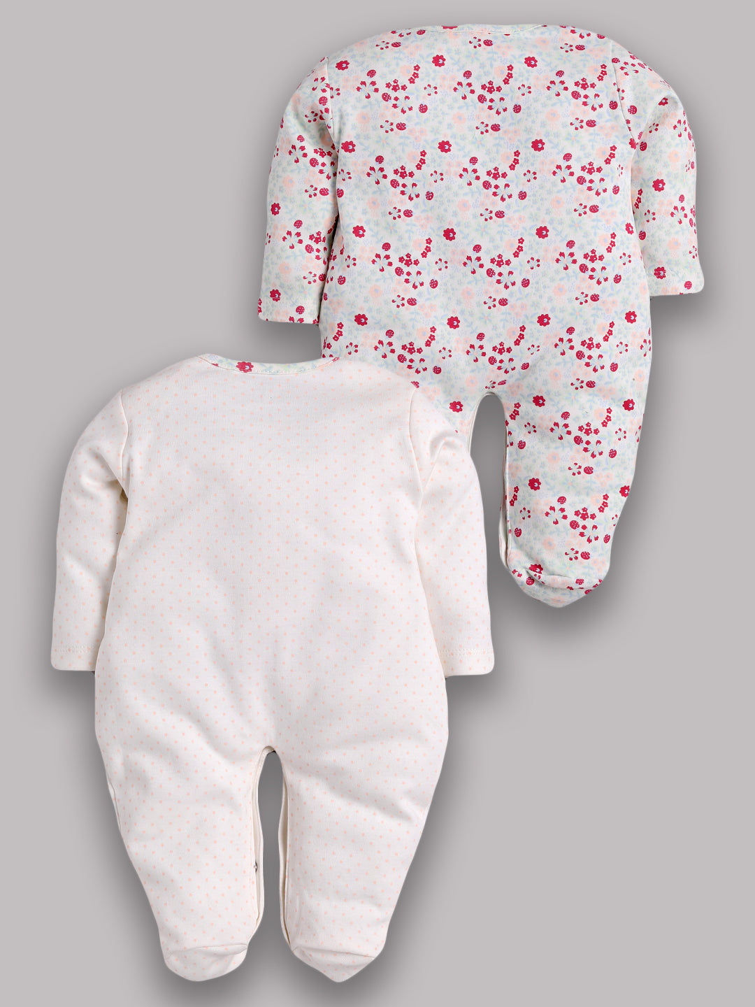 BabyGo 100% Cotton Rompers/Sleepsuits/Jumpsuit/Night Suits for Baby Boys & baby Girls, New-Born, infants, Pack of 2 Combo