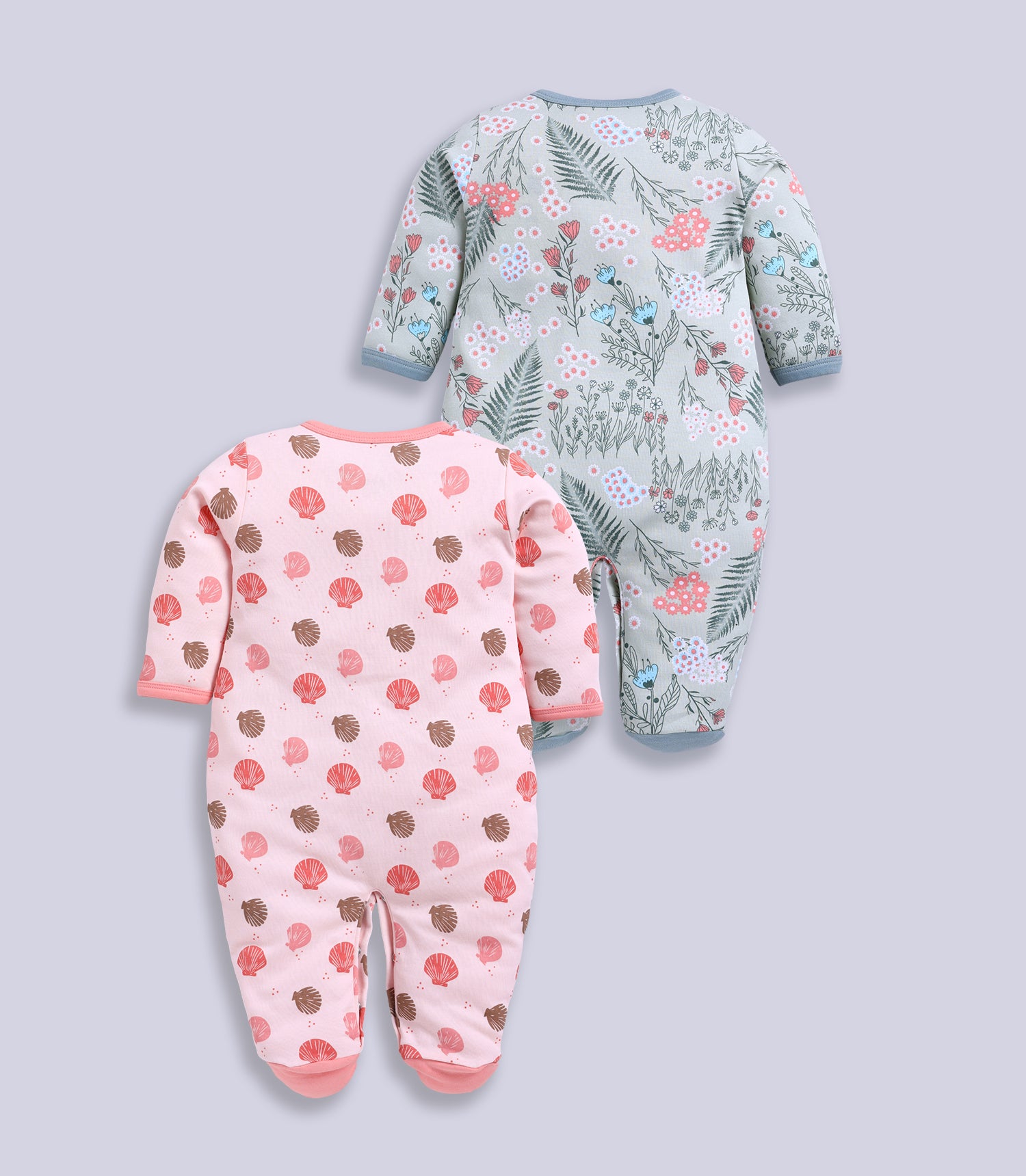 Full Sleeve Romper for Girls - Sage & Coral