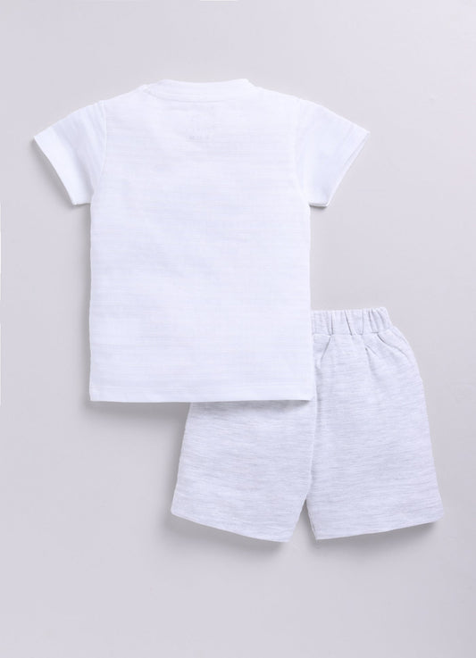 Cute Tiger Designed Baby Boy Half T Shirt & Short Set-MELLANGE