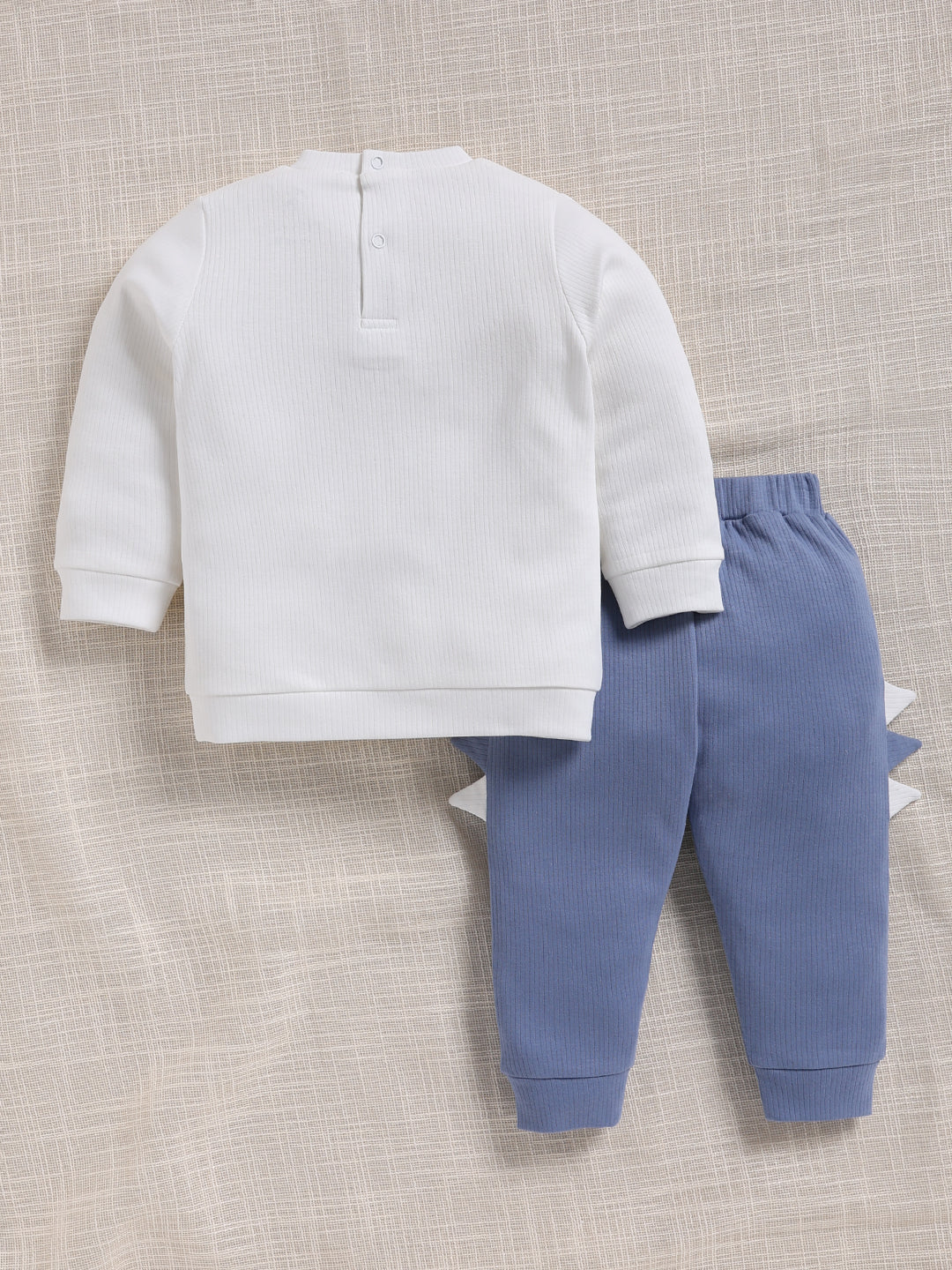 Top & Bottom for Boys - Navy Blue Dino Roar Embroidered