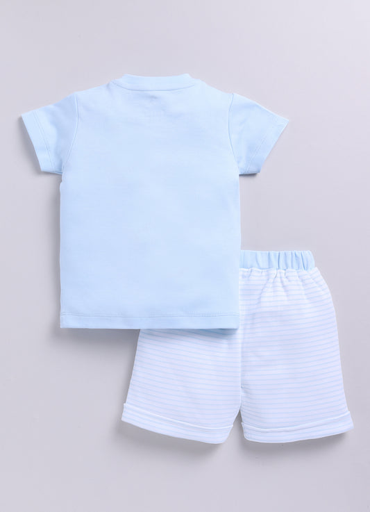 Baby Boy Summer Adventure Half T Shirt & Short Set-Sky