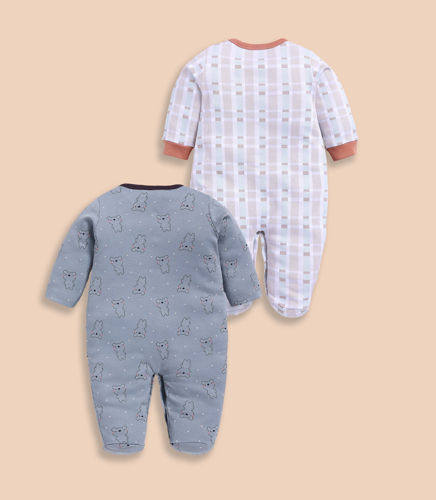 Full Sleeve Romper - Slate Grey & Tan