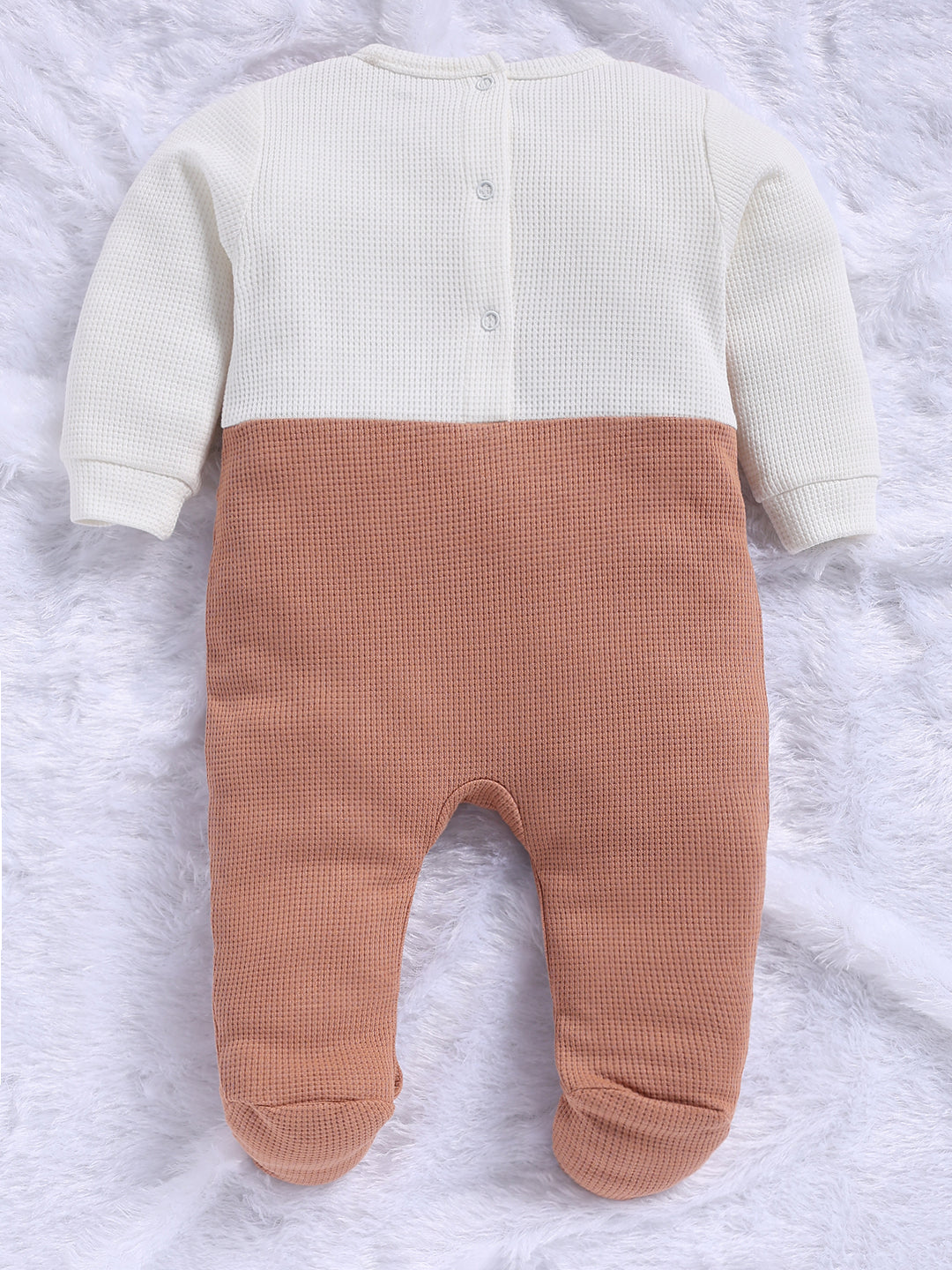 Full Sleeve Romper for Boys - Brown Terracotta Waistcoat