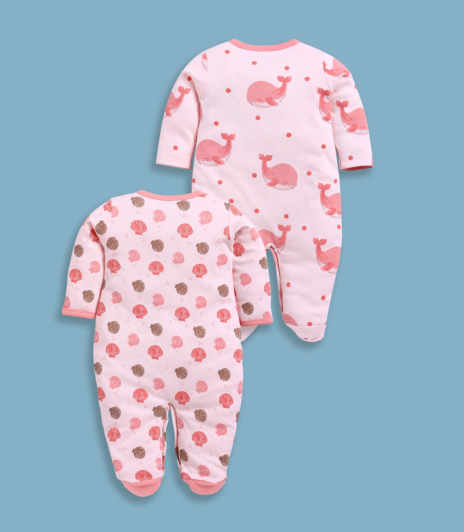 Full Sleeve Romper for Girls - Salmon & Coral