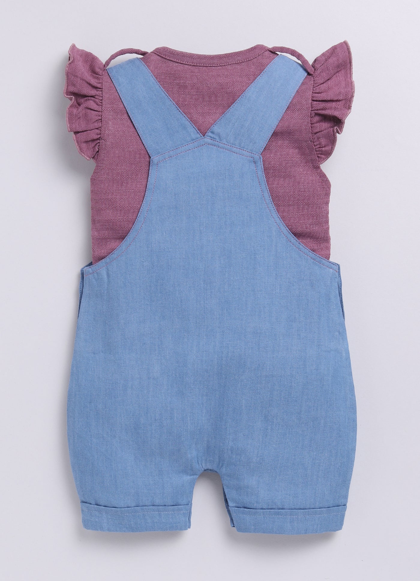 Baby Girl Willove Flutter Sleeve Dungaree-Light Blue Denim