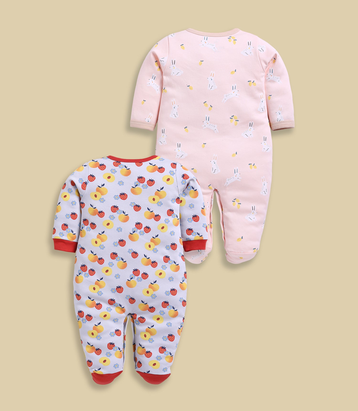 Full Sleeve Romper for Girls - Peach & Rose