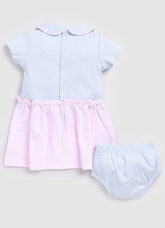 Cute Bunny Half Sleeve Baby Girl Frock/Dress with Pant-Sky Blue