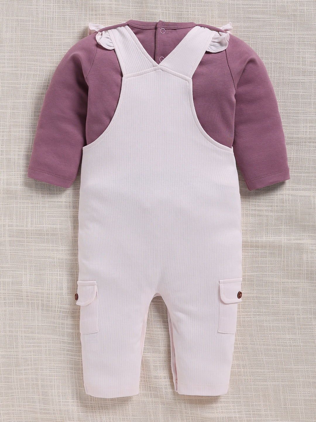 Dungaree - Mauve Ruffle Elephant