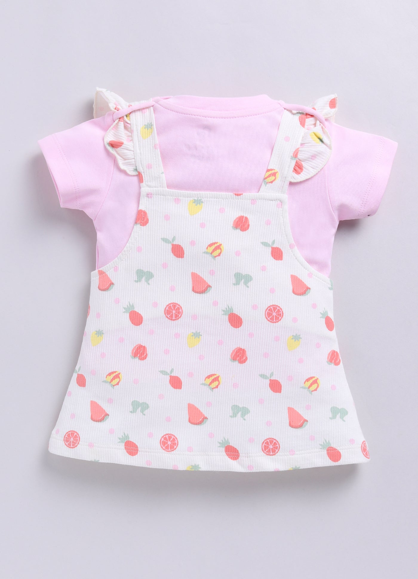 Baby Girl Floral Pinafore Dress with Cute Pockets-PINK